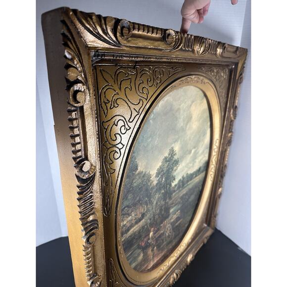 Magnificent Harvest Scene Original Landscape Scene Oil/Board By Hubert Framed! - Picture 8 of 13